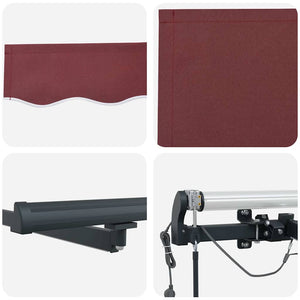 vidaXL Automatic Awning with LEDs Wine Red 300x250 cm