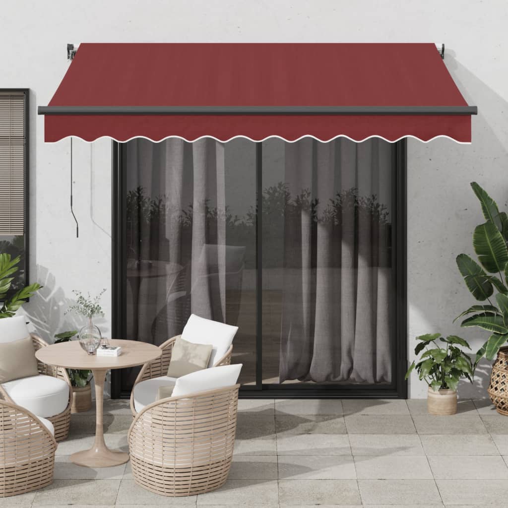 vidaXL Awning Automatic with LEDs Wine Red 350x250 cm