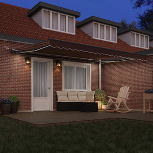 vidaXL Automatic Awning with LEDs Wine Red 450x300 cm