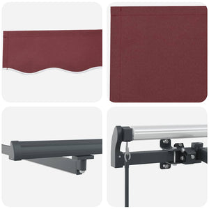 vidaXL Manual Awning with LEDs Wine Red 500x300 cm