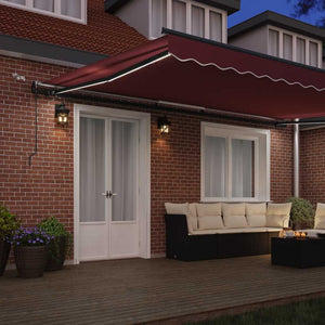 vidaXL Automatic Awning with LEDs Wine Red 500x300 cm