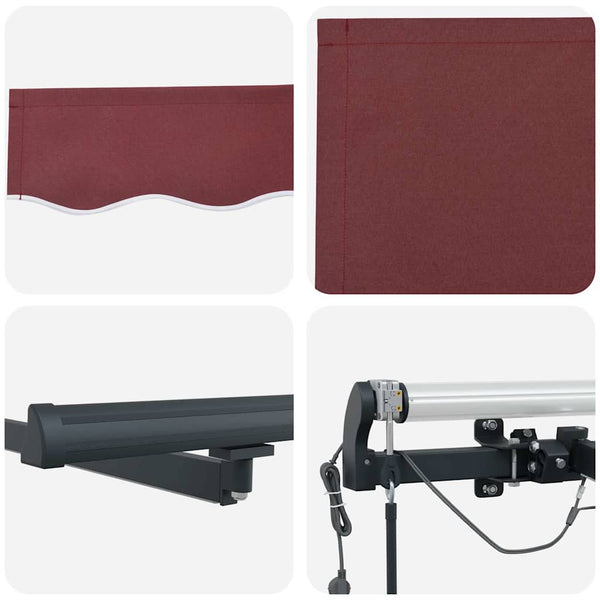 vidaXL Automatic Awning with LEDs Wine Red 500x300 cm
