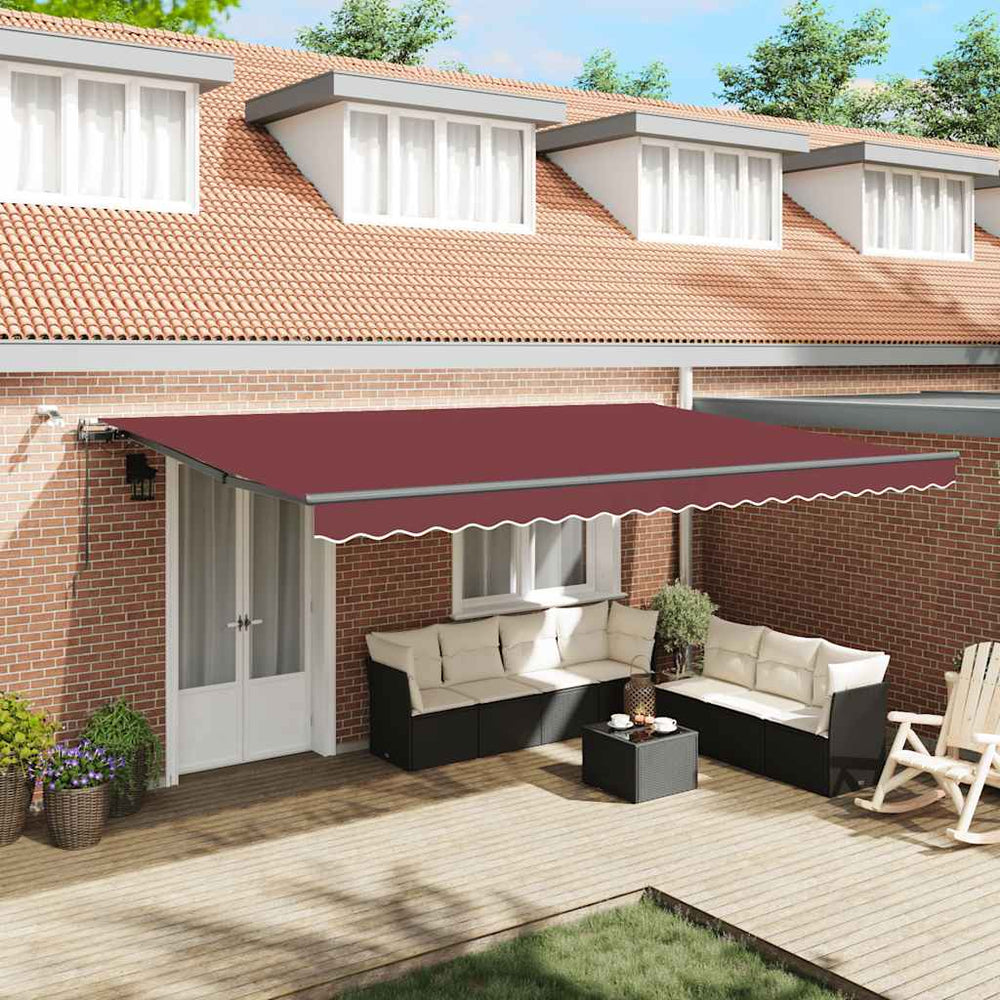 vidaXL Automatic Awning with LEDs Wine Red 500x300 cm