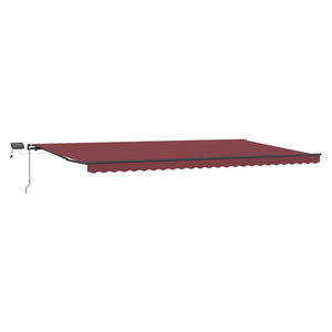 vidaXL Manual Awning with LEDs Wine Red 600x300 cm