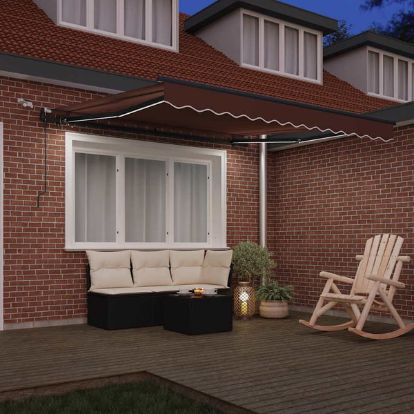 vidaXL Automatic Awning with LEDs Brown 300x250 cm