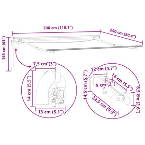 vidaXL Automatic Awning with LEDs Brown 300x250 cm