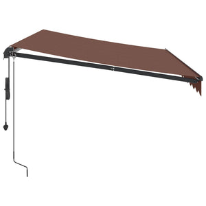 vidaXL Awning Automatic with LEDs Brown 350x250 cm