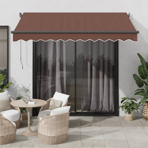 vidaXL Awning Automatic with LEDs Brown 350x250 cm
