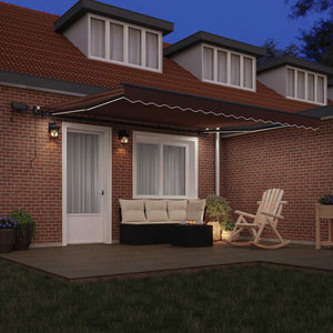 vidaXL Manual Awning with LEDs Brown 400x300 cm
