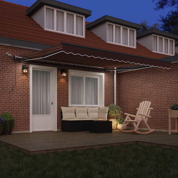vidaXL Awning Automatic with LEDs Brown 400x300 cm