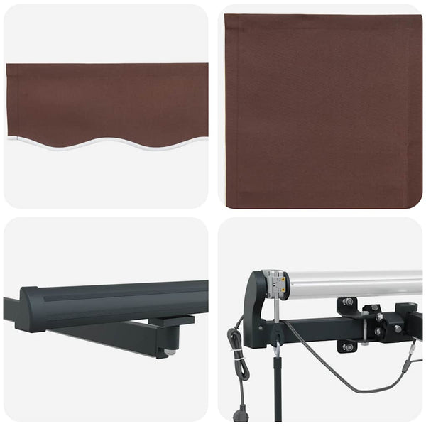 vidaXL Awning Automatic with LEDs Brown 450x300 cm