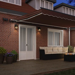 vidaXL Manual Awning with LEDs Brown 500x300 cm