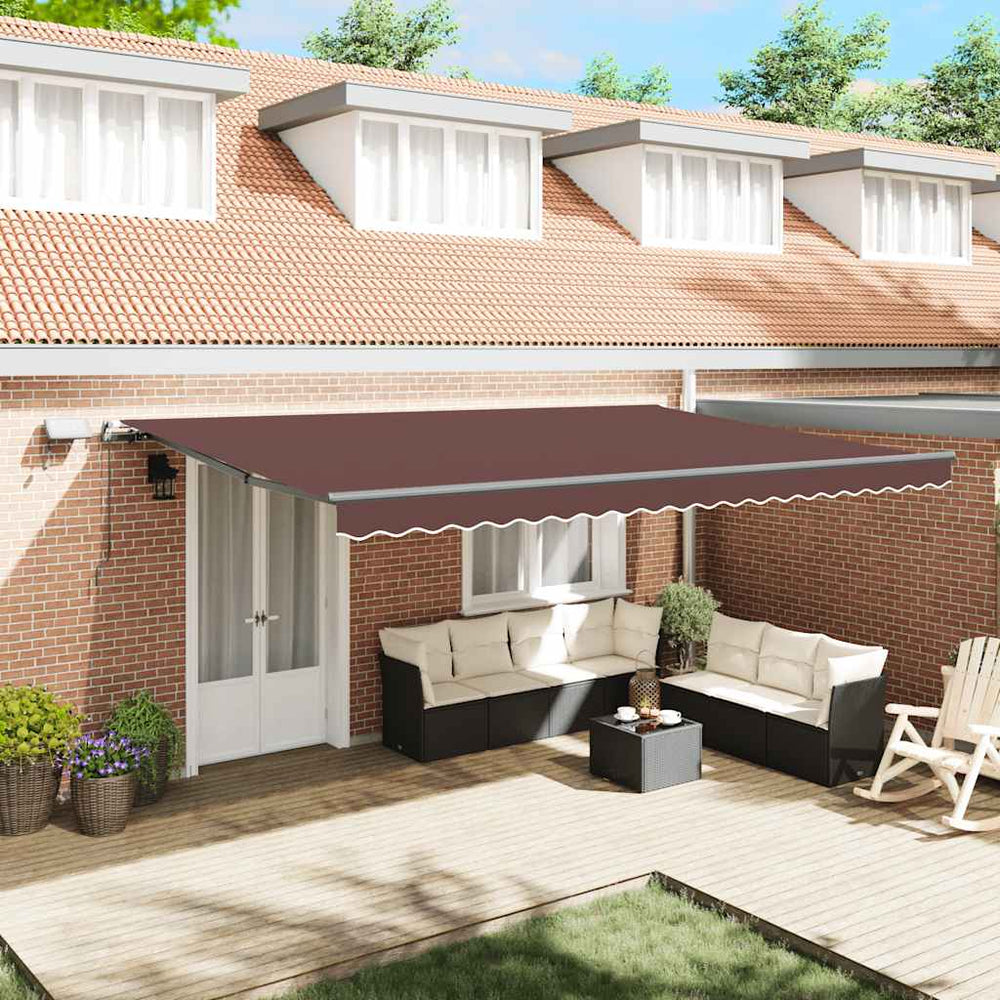 vidaXL Manual Awning with LEDs Brown 500x300 cm