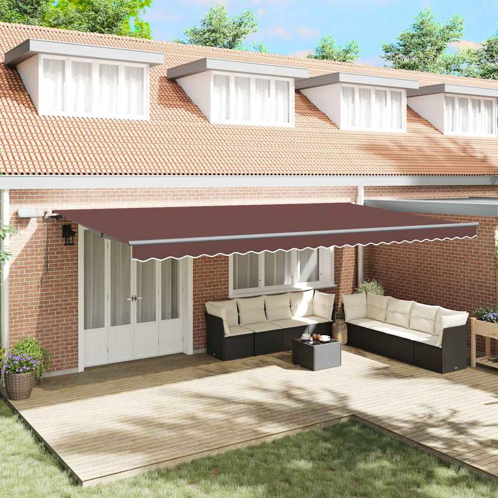 vidaXL Manual Awning with LEDs Brown 600x300 cm
