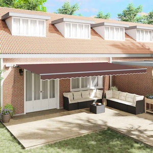 vidaXL Manual Awning with LEDs Brown 600x300 cm