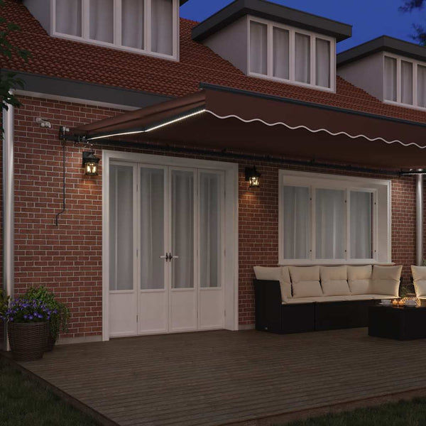 vidaXL Automatic Awning with LEDs Brown 600x300 cm