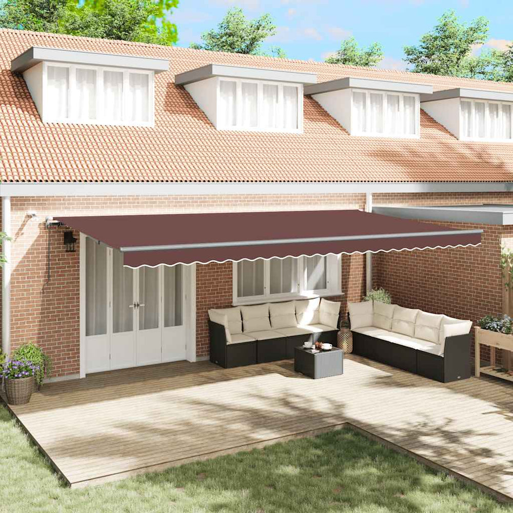 vidaXL Automatic Awning with LEDs Brown 600x300 cm