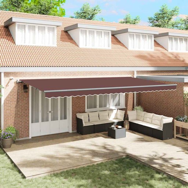 vidaXL Automatic Awning with LEDs Brown 600x300 cm