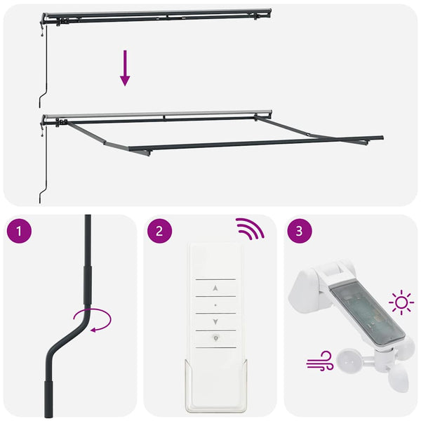 vidaXL Awning Automatic Anthracite and White 300x250 cm
