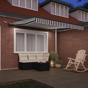 vidaXL Automatic Awning with LEDs Anthracite & White 300x250 cm