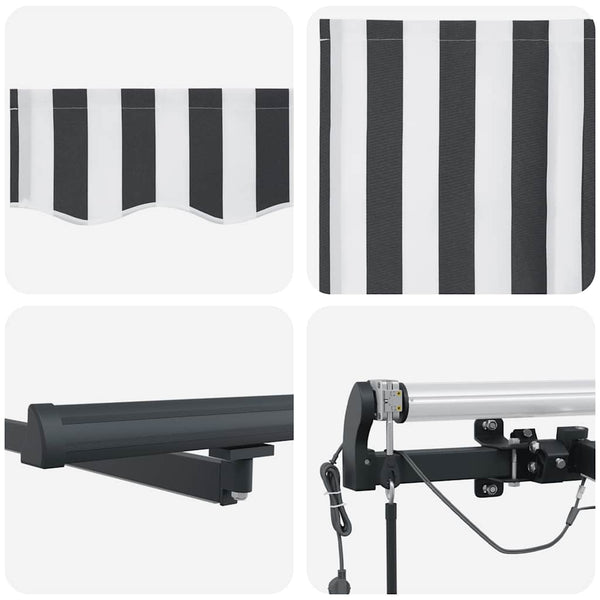 vidaXL Automatic Awning with LEDs Anthracite & White 300x250 cm