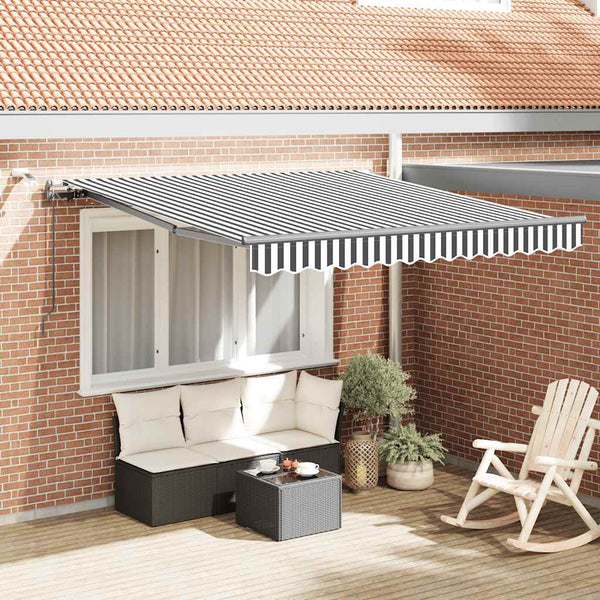 vidaXL Automatic Awning with LEDs Anthracite & White 300x250 cm