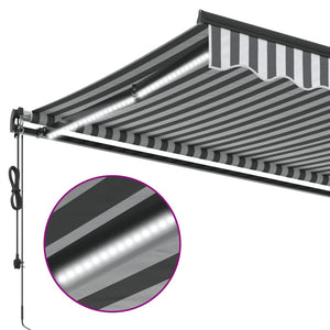 vidaXL Awning Automatic with LEDs Anthracite & White 350x250 cm