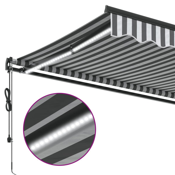 vidaXL Awning Automatic with LEDs Anthracite & White 350x250 cm