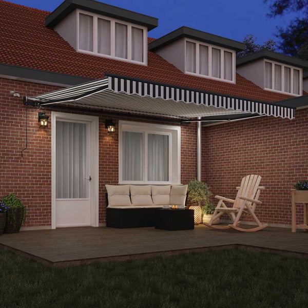 vidaXL Automatic Awning with LEDs Anthracite & White 400x300 cm