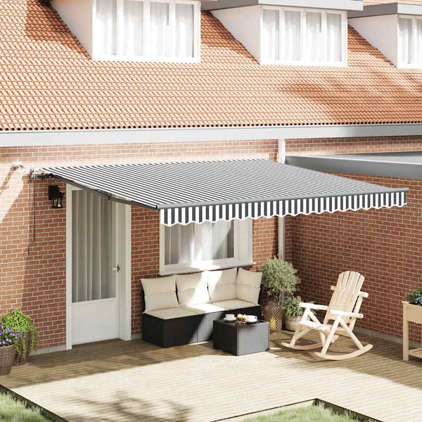 vidaXL Automatic Awning with LEDs Anthracite & White 400x300 cm