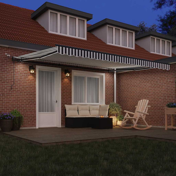 vidaXL Automatic Awning with LEDs Anthracite & White 450x300 cm