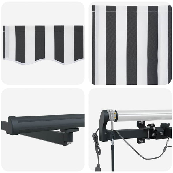 vidaXL Automatic Awning with LEDs Anthracite & White 450x300 cm