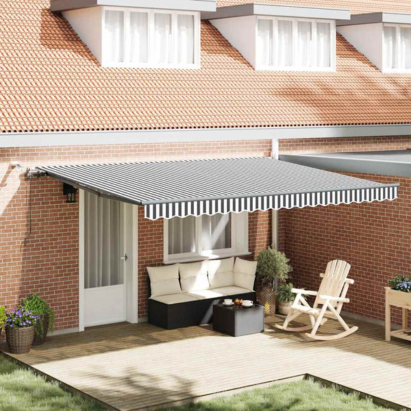vidaXL Automatic Awning with LEDs Anthracite & White 450x300 cm