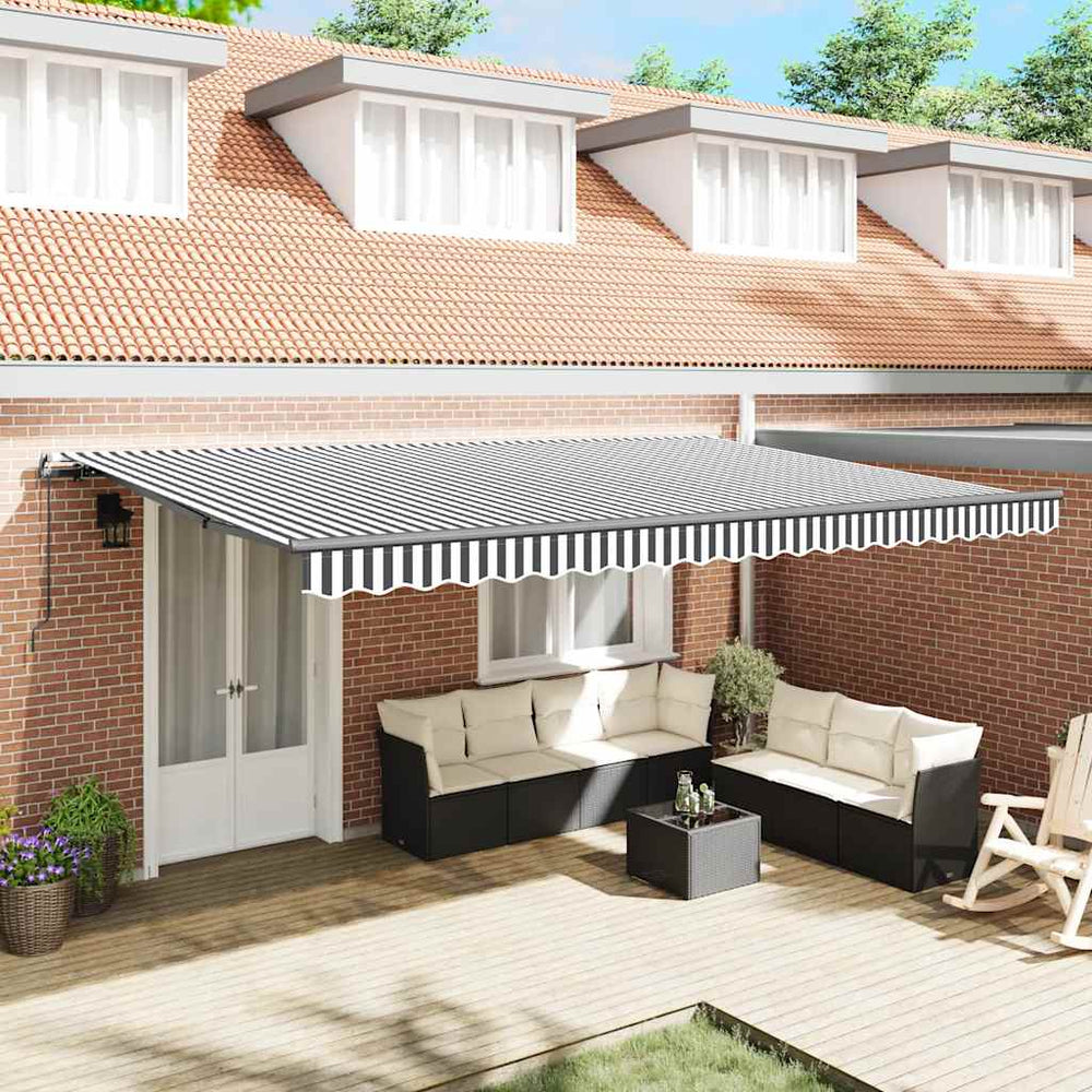 vidaXL Manual Awning Anthracite and White 500x300 cm