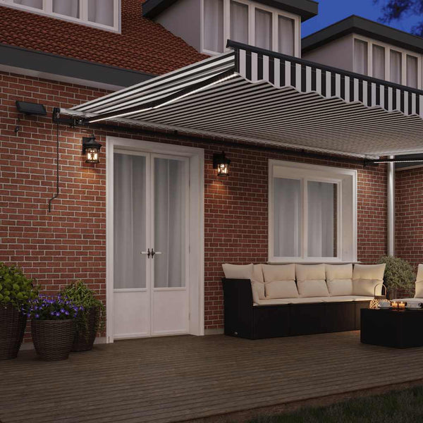 vidaXL Manual Awning with LEDs Anthracite & White 500x300 cm