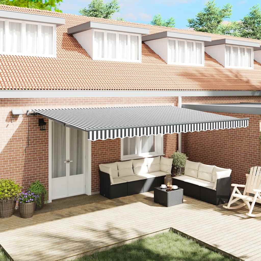 vidaXL Manual Awning with LEDs Anthracite & White 500x300 cm