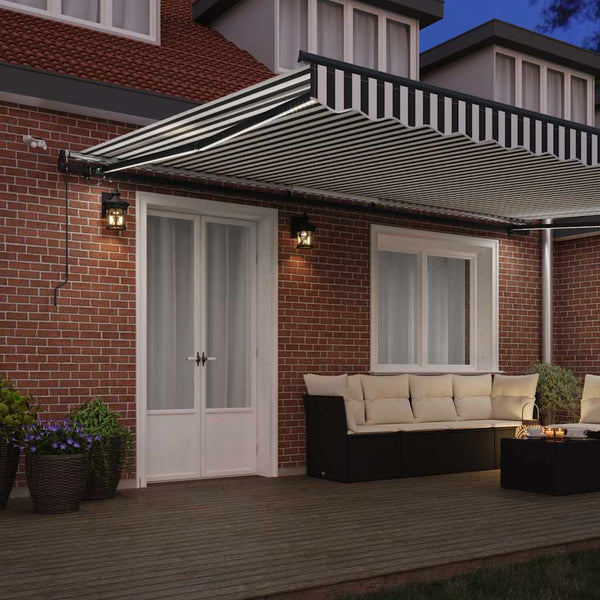vidaXL Automatic Awning with LEDs Anthracite & White 500x300 cm