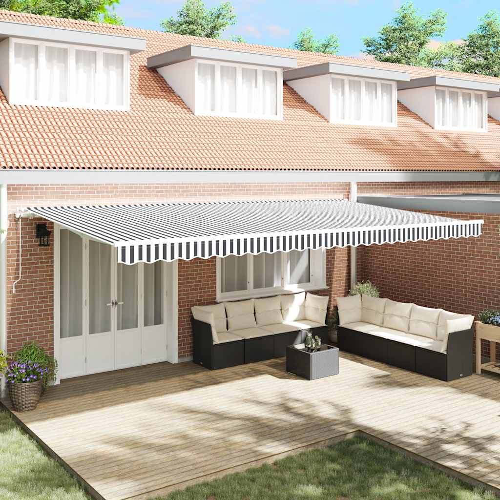 vidaXL Retractable Awning Anthracite and White 600x300 cm