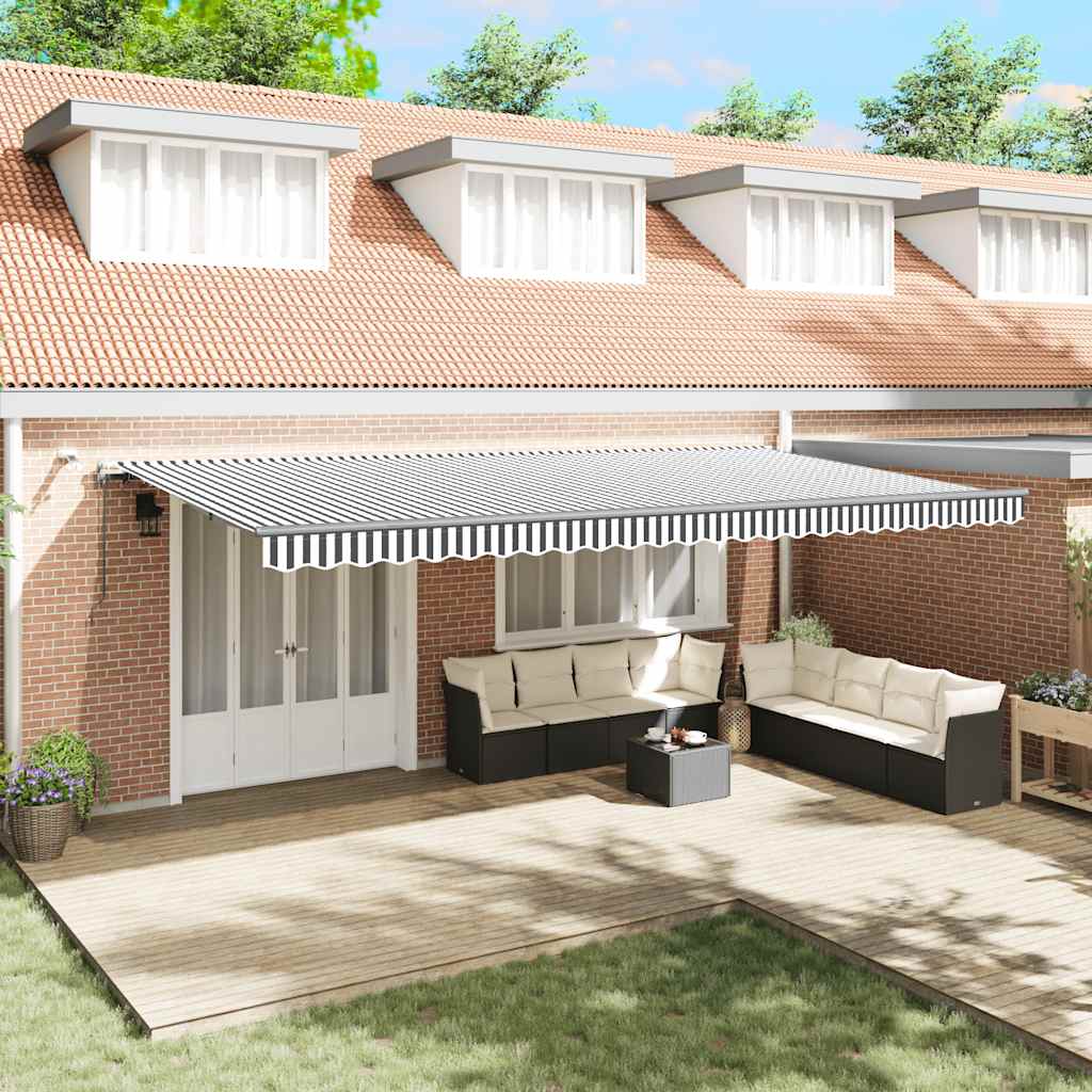 vidaXL Automatic Awning with LEDs Anthracite & White 600x300 cm