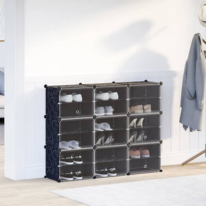 vidaXL Storage Cube Set with 9 Cubes and Doors Black PP