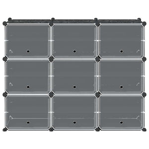 vidaXL Storage Cube Set with 9 Cubes and Doors Black PP