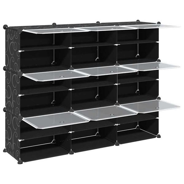 vidaXL Storage Cube Set with 9 Cubes and Doors Black PP
