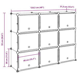 vidaXL Storage Cube Set with 9 Cubes and Doors Black PP