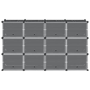 vidaXL Modular Shelving System with 12 Cubes and Doors Black PP