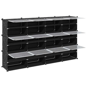 vidaXL Modular Shelving System with 12 Cubes and Doors Black PP