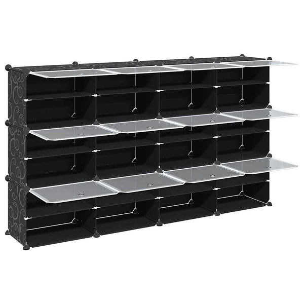 vidaXL Modular Shelving System with 12 Cubes and Doors Black PP