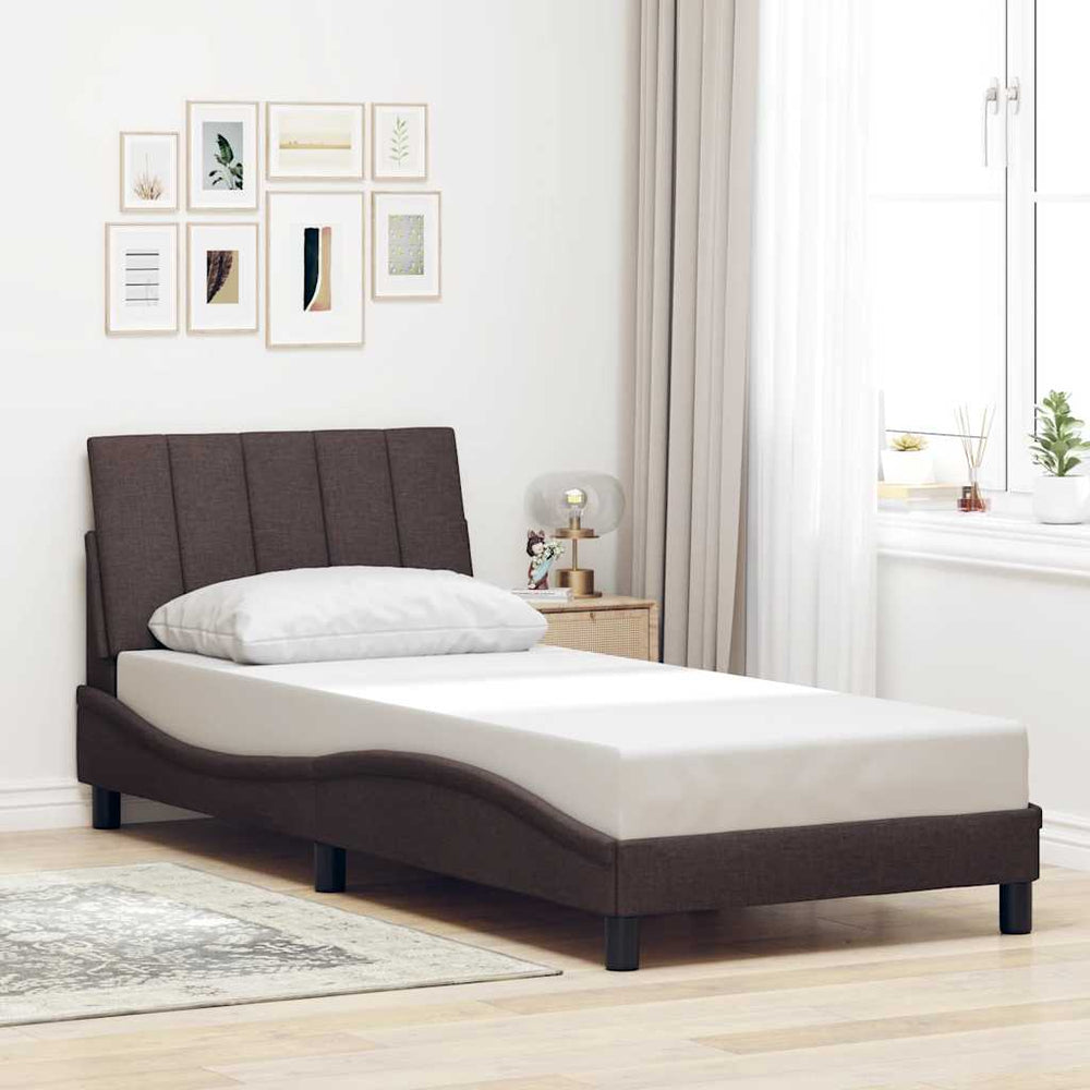 vidaXL "Hanko" Bed Frame without Mattress Dark Brown 80x200 cm Fabric