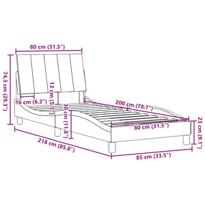 vidaXL Bed Frame without Mattress "Hanko" Taupe 80x200 cm Fabric