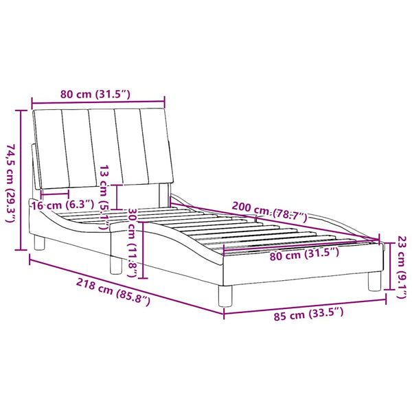 vidaXL Bed Frame without Mattress "Hanko" Blue 80x200 cm Fabric