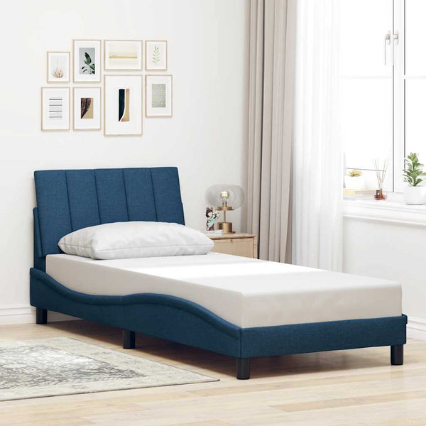vidaXL Bed Frame without Mattress "Hanko" Blue 80x200 cm Fabric
